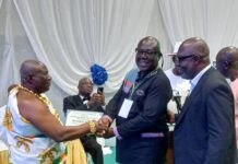 Accra Academy Old Boys Association honour Media Consultant Bleoobi Nii Maale-Adsei Nii Maale-Adsei receiving his award