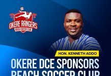 Okere DCE Hon Daniel Addo Kenneth Adopts Okere Rangers Beach Soccer Club