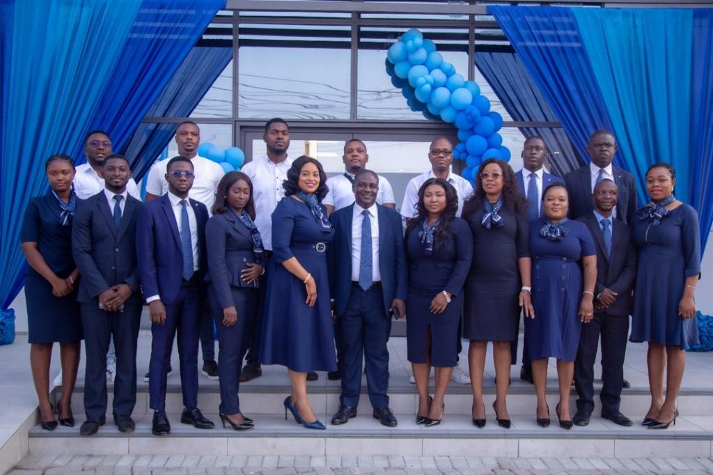 The staff of the relocated branch at Achimota with other staff from different branches at the opening of the relocated branch