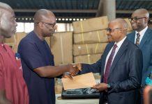 The Church Of Jesus Christ Of Latter-day Saints Partners With Heal Komfo Anokye Project To Enhance Healthcare Delivery President of the Africa West Area of the Church, Elder Alfred Kyungu, right, handing over the medical equipment to Komfo Anokye Teaching Hospital