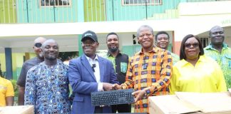 Roker Pharmer CEO And PTA Chair Of Denam Royal Donates Computers To The School At Gbawe