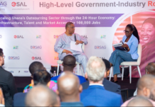 24-Hour Economy Authority Supports BOSAG’s Bid To Make Ghana A Leading Outsourcing Destination Mr. Augustus Goosie Tanoh, Presidential Advisor to the 24-Hour Economy Authority engaging in a Q&A session at the BOSAG High Level Government Industry Roundtable event