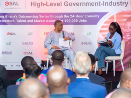 24-Hour Economy Authority Supports BOSAG’s Bid To Make Ghana A Leading Outsourcing Destination Mr. Augustus Goosie Tanoh, Presidential Advisor to the 24-Hour Economy Authority engaging in a Q&A session at the BOSAG High Level Government Industry Roundtable event
