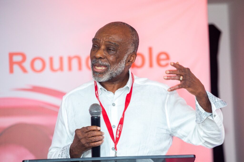 Mr. Kojo Hayford, Founder and Chief Executive Officer of eSAL and Board Chair of BOSAG delivering the welcome address at the BOSAG High Level Government Industry Roundtable event