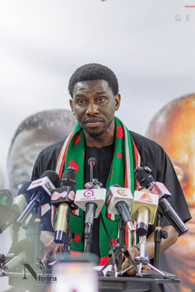 Comrade Steven Nhyira Odarteifio addresses the gathering, outlining his vision and reasons for seeking the NDC National Youth Organizer position