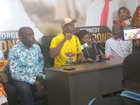 The Base Movement (TBM) Unveils Triple Assets On Nkrumah Day, Demonstrating It Is A Credible Third Force Jacob Osei Yeboah Flanked By The Founder Of The Base Movement Dr. George Oti Bonsu And Other Executives