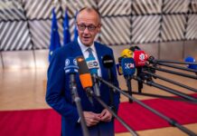Merz Demands Further Funds For Ukraine At EU Summit German Chancellor Friedrich Merz attends the European Council summit at the Europa building in Brussels. Photo: Michael Kappeler/dpa