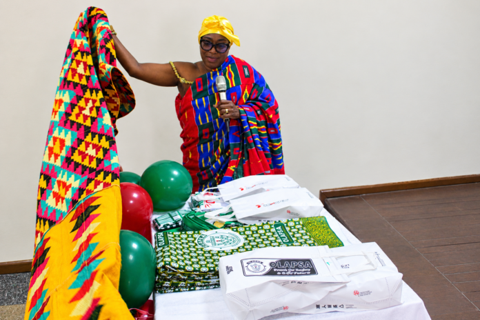 HRM Nana Dansoa Amamaah, the Asamankese Kyidom Hemaa unveiling the Anniversary Cloth and sourvinirs during the launch HRM Nana Dansoa Amamaah, the Asamankese Kyidom Hemaa unveiling the Anniversary Cloth and sourvinirs during the launch