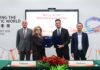 Eleanor Azar, Chief of Staff of Telecel Group, and Chad Wei, Deputy Managing Director of Huawei Ghana, sign the MOU at HUAWEI CONNECT 2026 in Shanghai, witnessed by Nicolas Bourg, Chairman of Telecel Group, and Rex Lei, Regional Vice President of Huawei